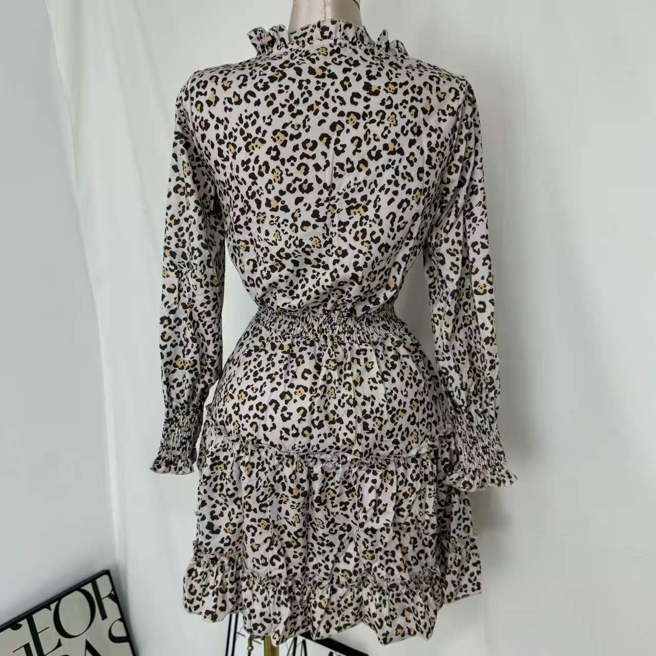 Leopard-Print Puff-Sleeve Dress