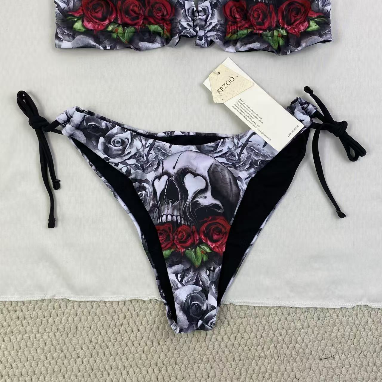 Printed strapless backless one-piece swimming suit