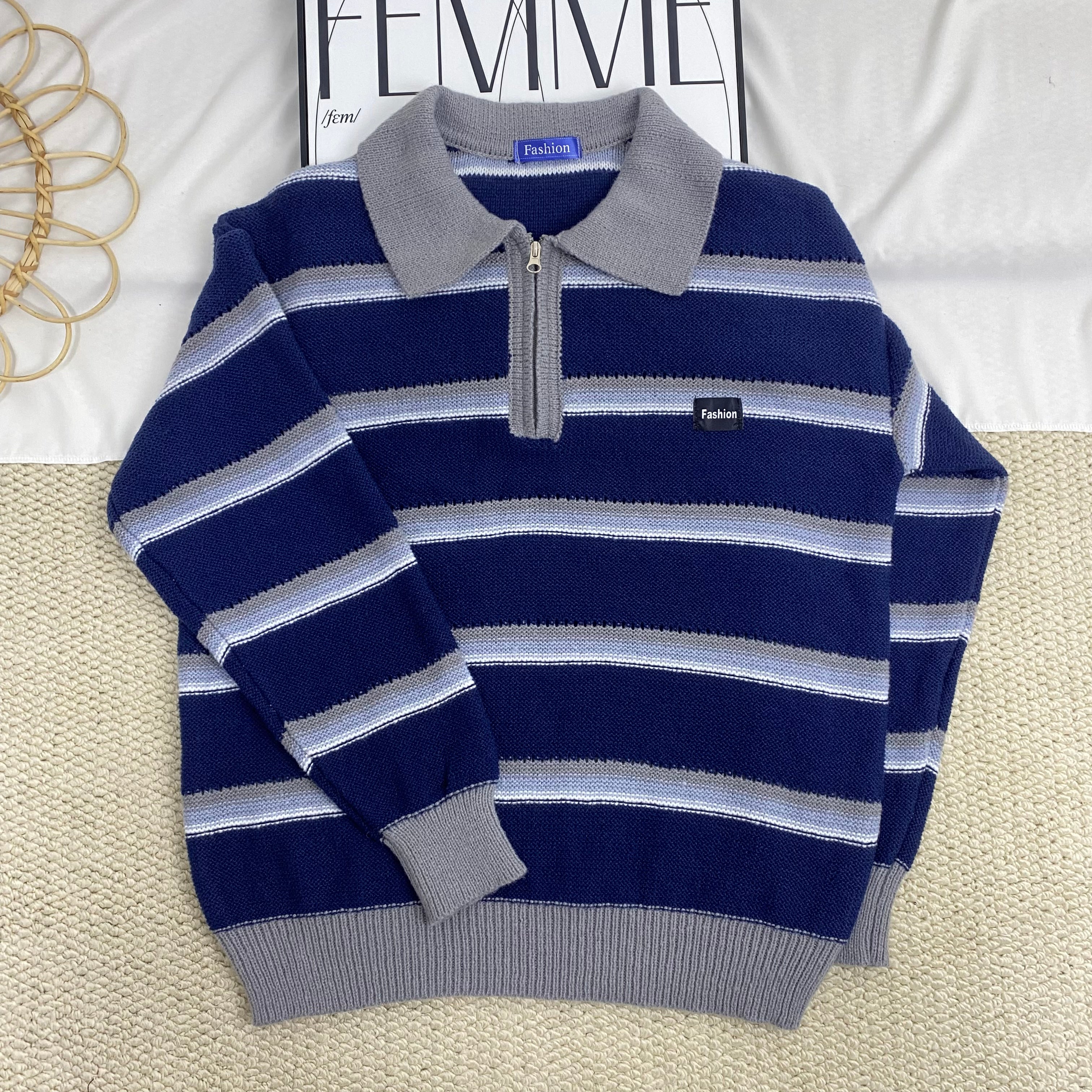 Japanese Retro Striped Top