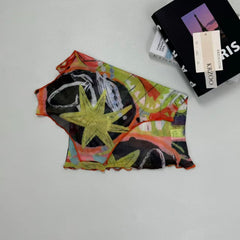 Sleeveless printed earthenware blazer