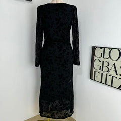 Round-Neck Printed Long-Sleeve Dress