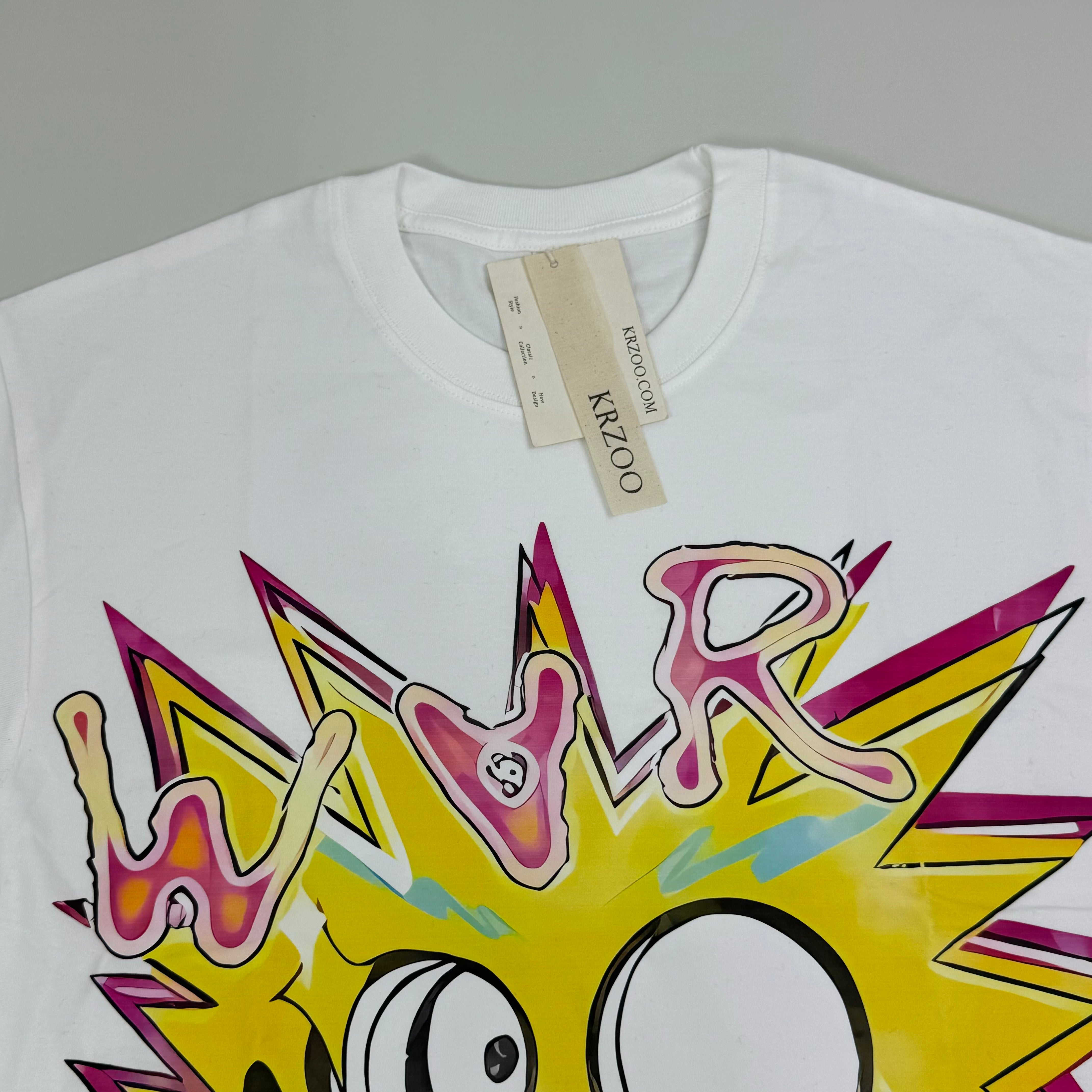 Printed cotton round-neck short-sleeved shirt