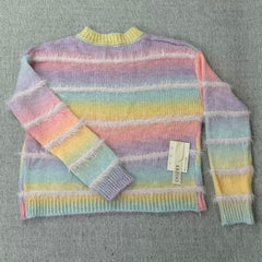 Gradient-colored striped pullover sweater