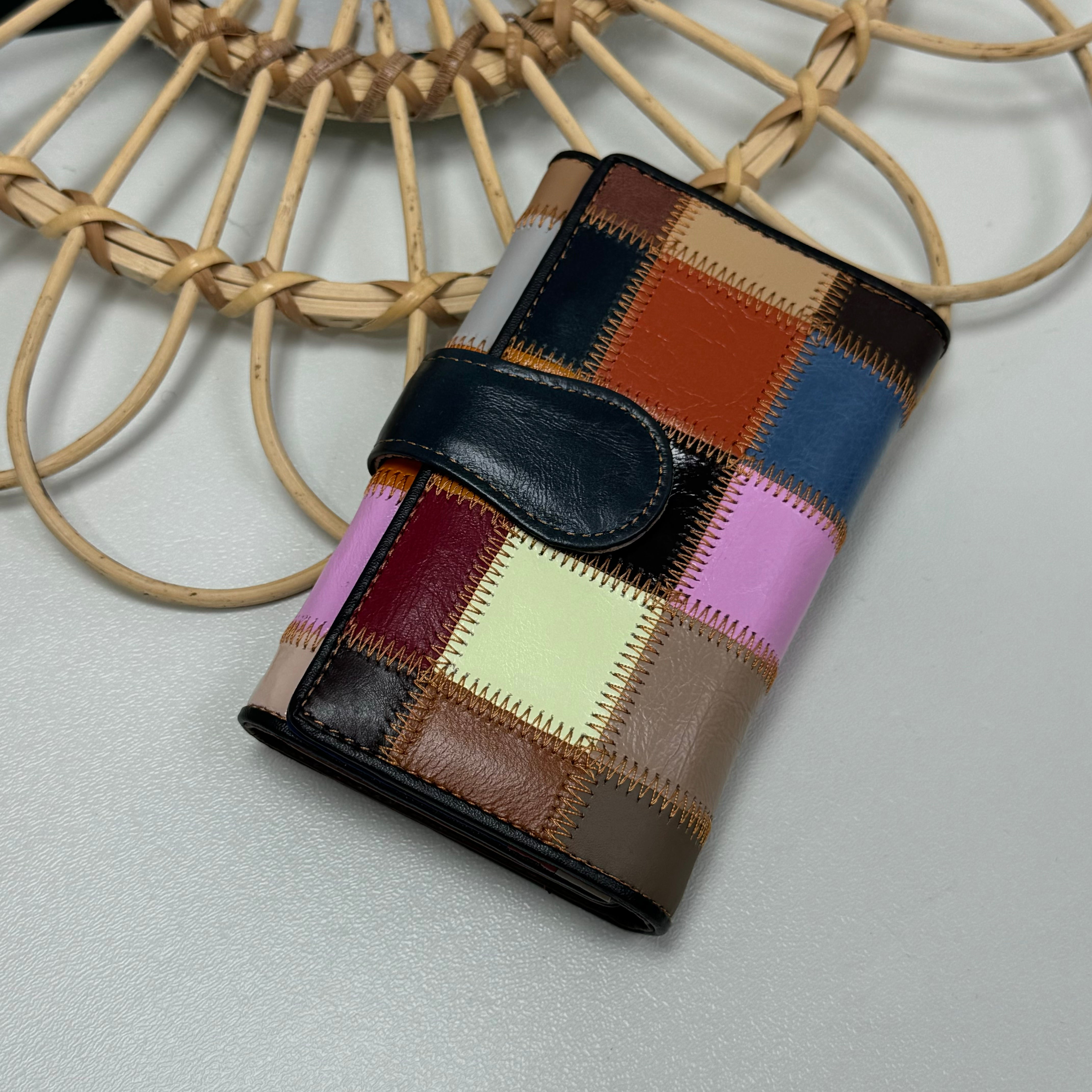 Glued color leather wallet