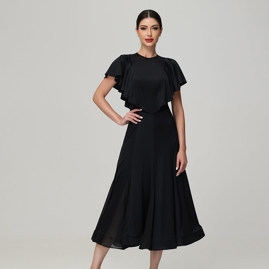 Customisable-Women's Round Neck WaltModern Ballroom Dance Dress Competition Dresses
