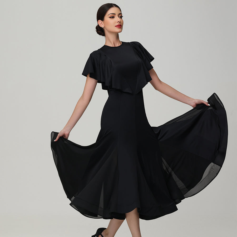 Customisable-Women's Round Neck WaltModern Ballroom Dance Dress Competition Dresses