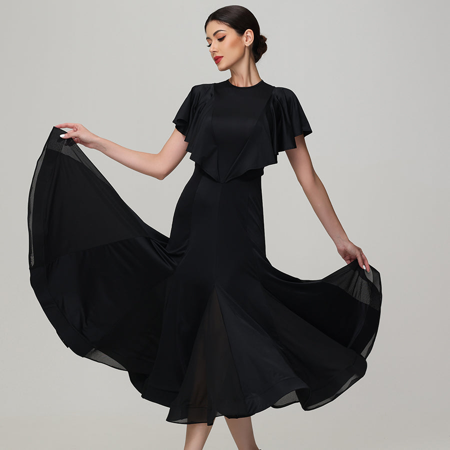 Customisable-Women's Round Neck WaltModern Ballroom Dance Dress Competition Dresses