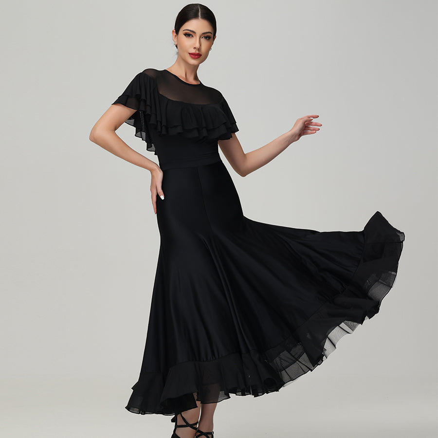 Customisable-Women's Round Neck WaltModern Ballroom Dance Dress Competition Dresses