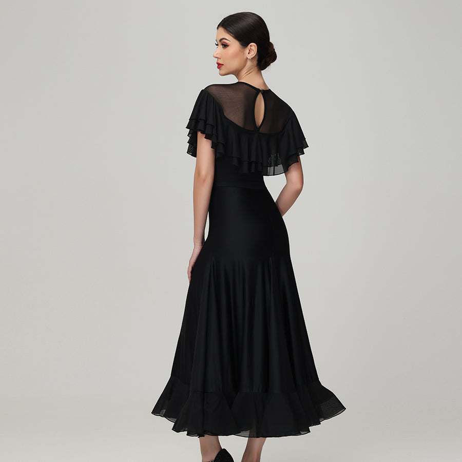 Customisable-Women's Round Neck WaltModern Ballroom Dance Dress Competition Dresses