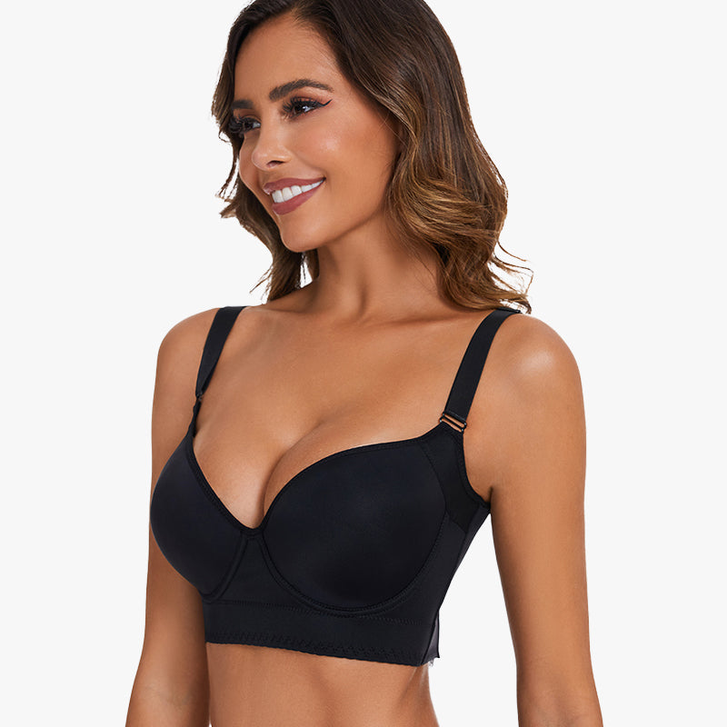 Full-Coverage Back Smoothing Bra - Black+Beige (2 PCS)