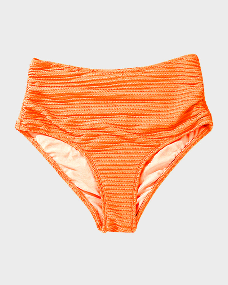 Textured Knot-Front High-Waisted Bikini Set