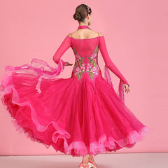 Women's Lace Diamond WaltBallroom Dance Competition Modern Dance Large Swing Dress