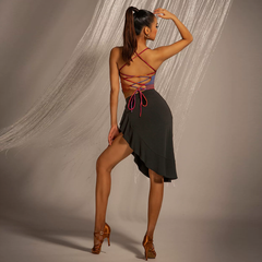 Women's Black Latin Dance Srt Professional Training Dance Wear