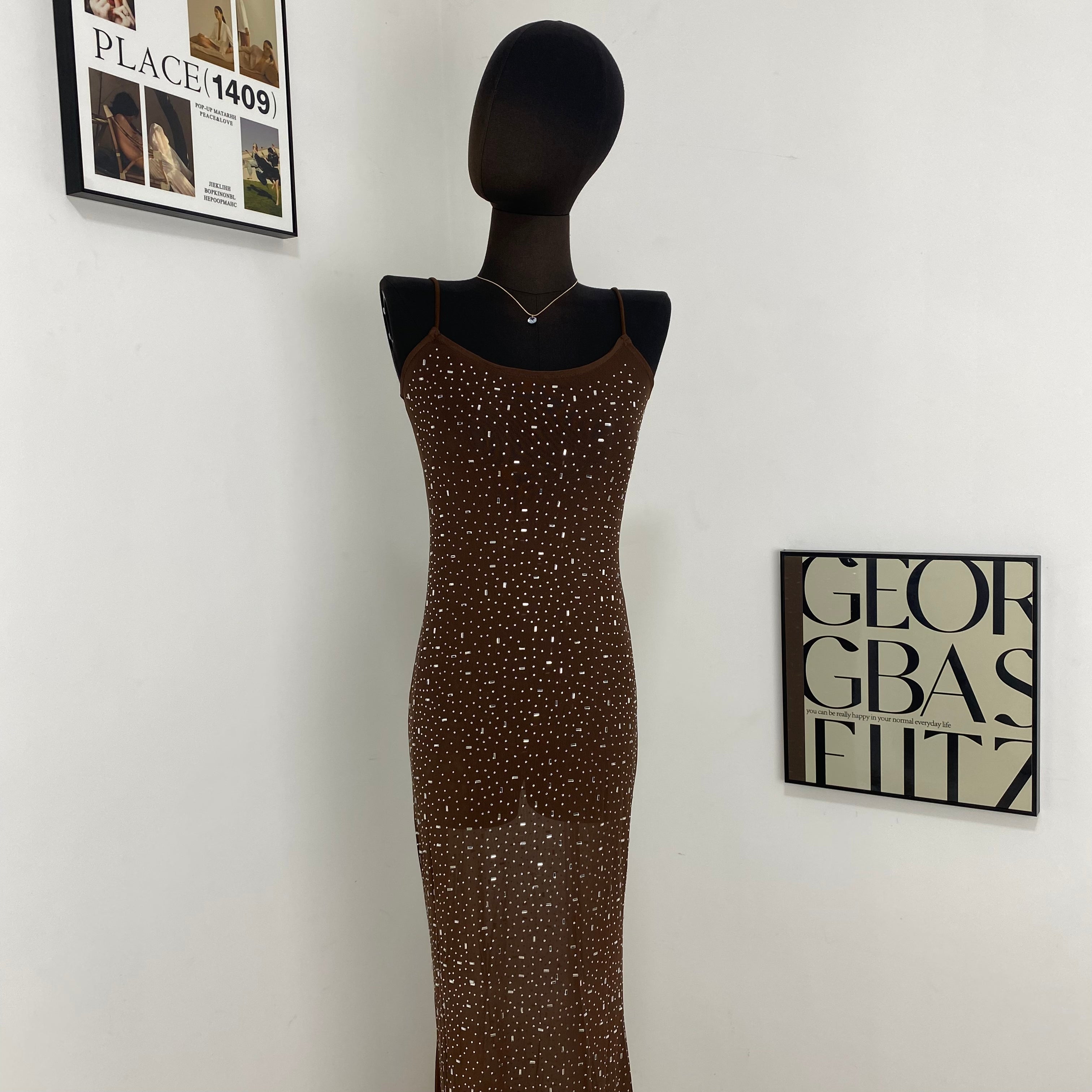 Diamond Strap Mermaid Maxi Dress