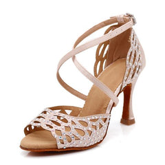 Women's Satin Customized Heel Salsa Latin Dance Shoes Ballroom Dance Shoes