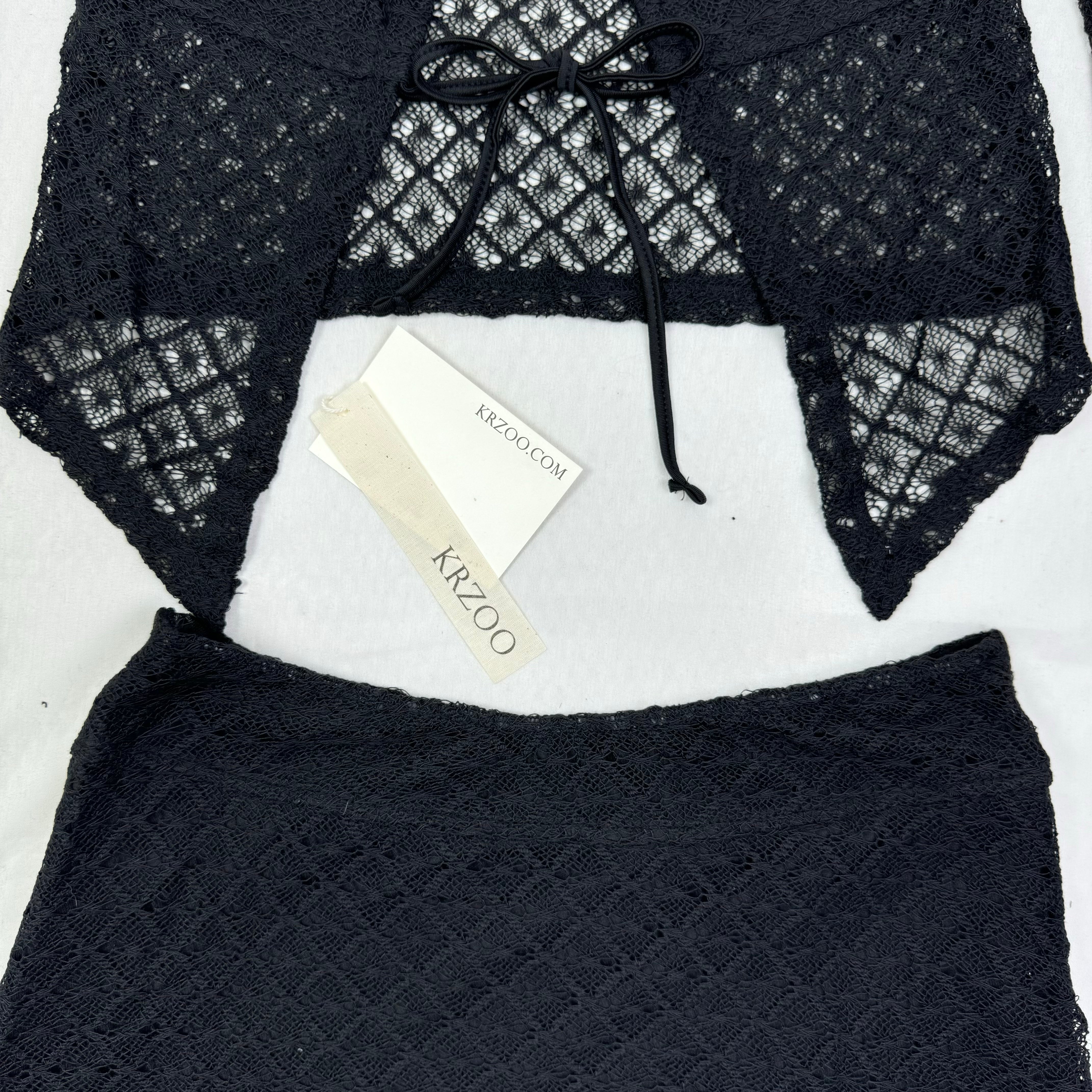 Long-sleeved strapless short skirt set