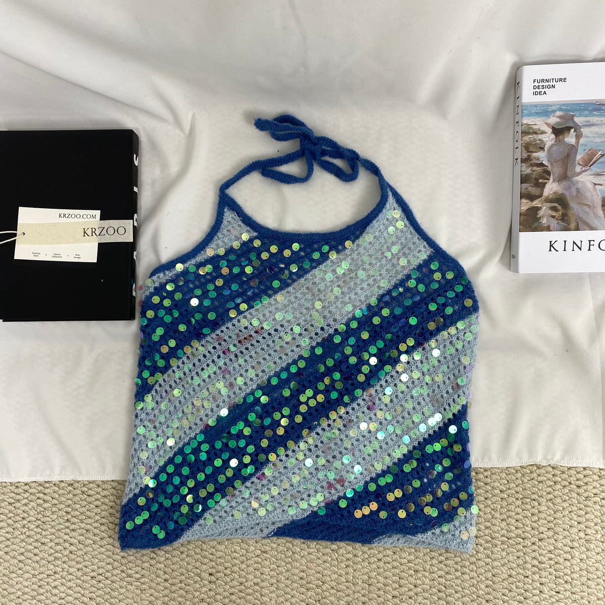 Color-Blocked Sequined Camisole