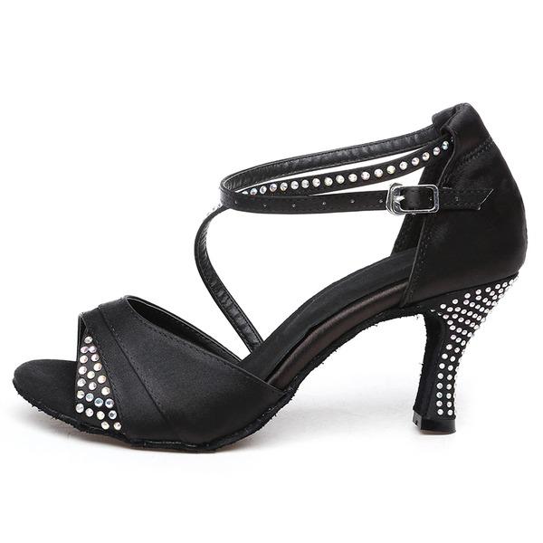 Women's Satin Customized Heel Latin Shoes Ballroom Dance Shoes