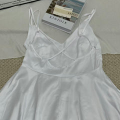 Satin Strappy Backless A-Line Nightgown