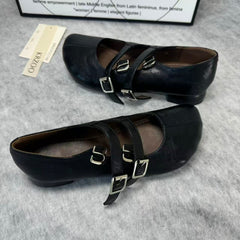Leather Ankle-Length Ballet Flats