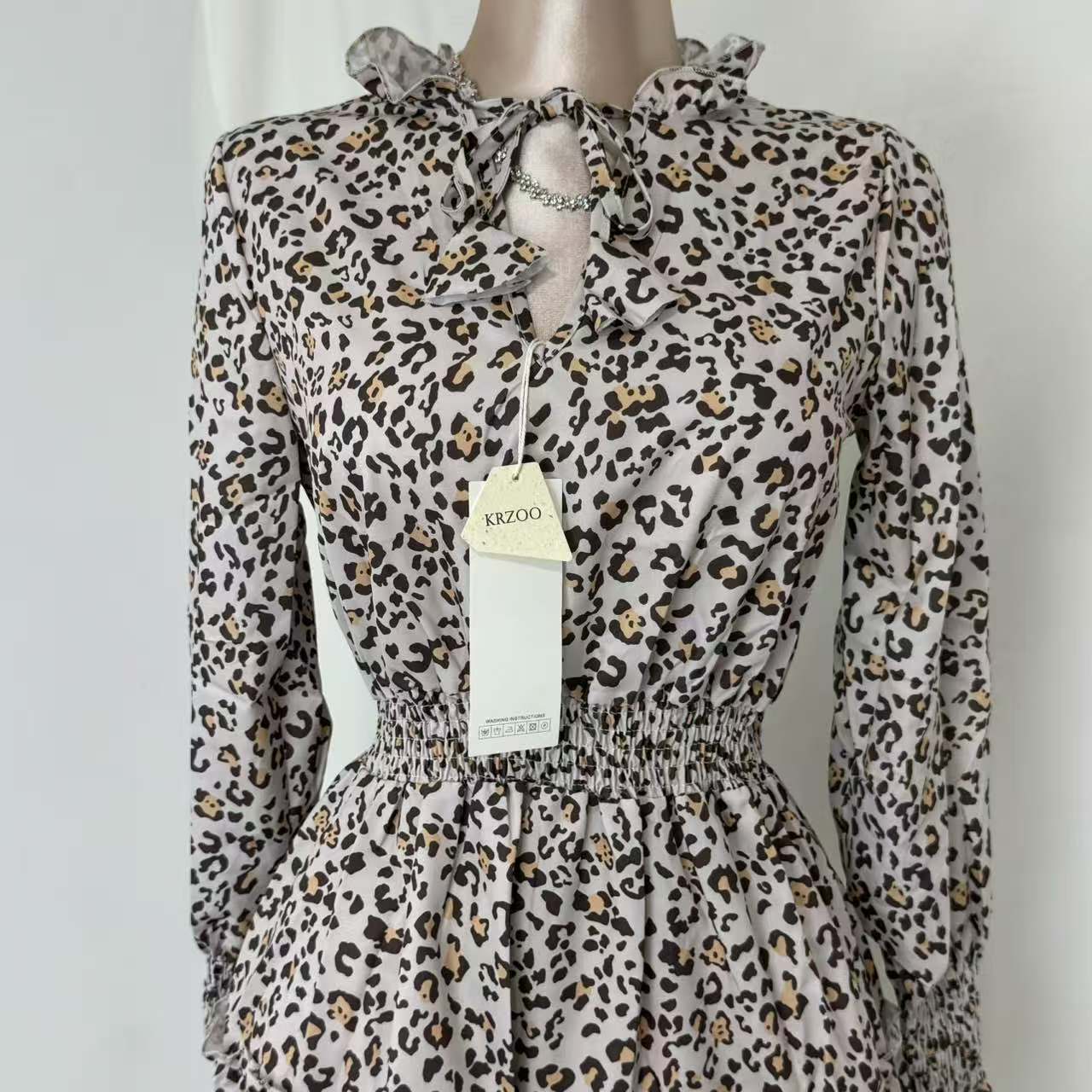 Leopard-Print Puff-Sleeve Dress