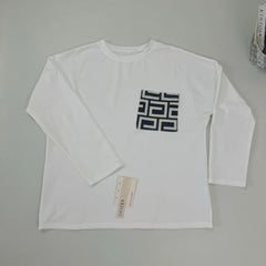 Printed long-sleeved large-sized loose-fitting top