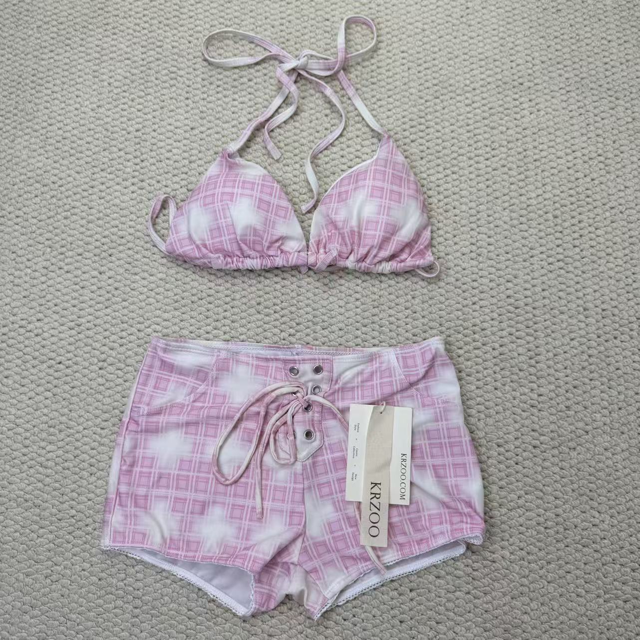 Striped two-piece bikini swimsuit