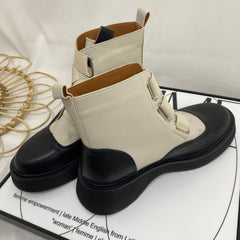 Genuine Leather Round Toe Martin Boots