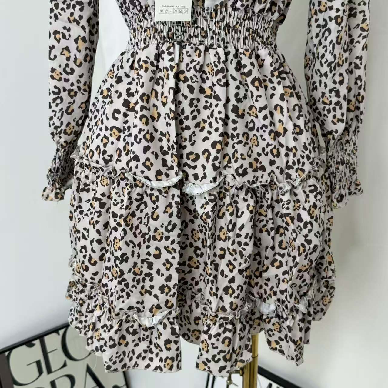 Leopard-Print Puff-Sleeve Dress
