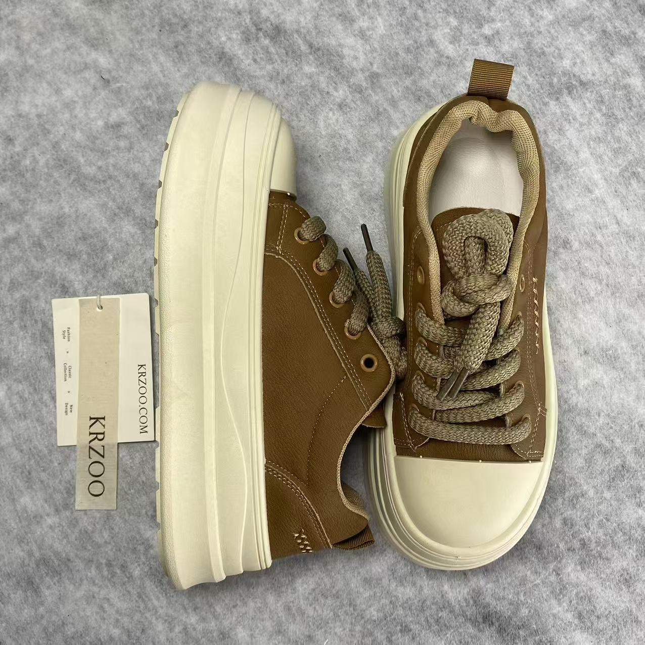 High-top thick-soled platform lace-up shoes