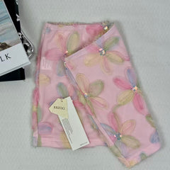 Pink floral half-length skirt