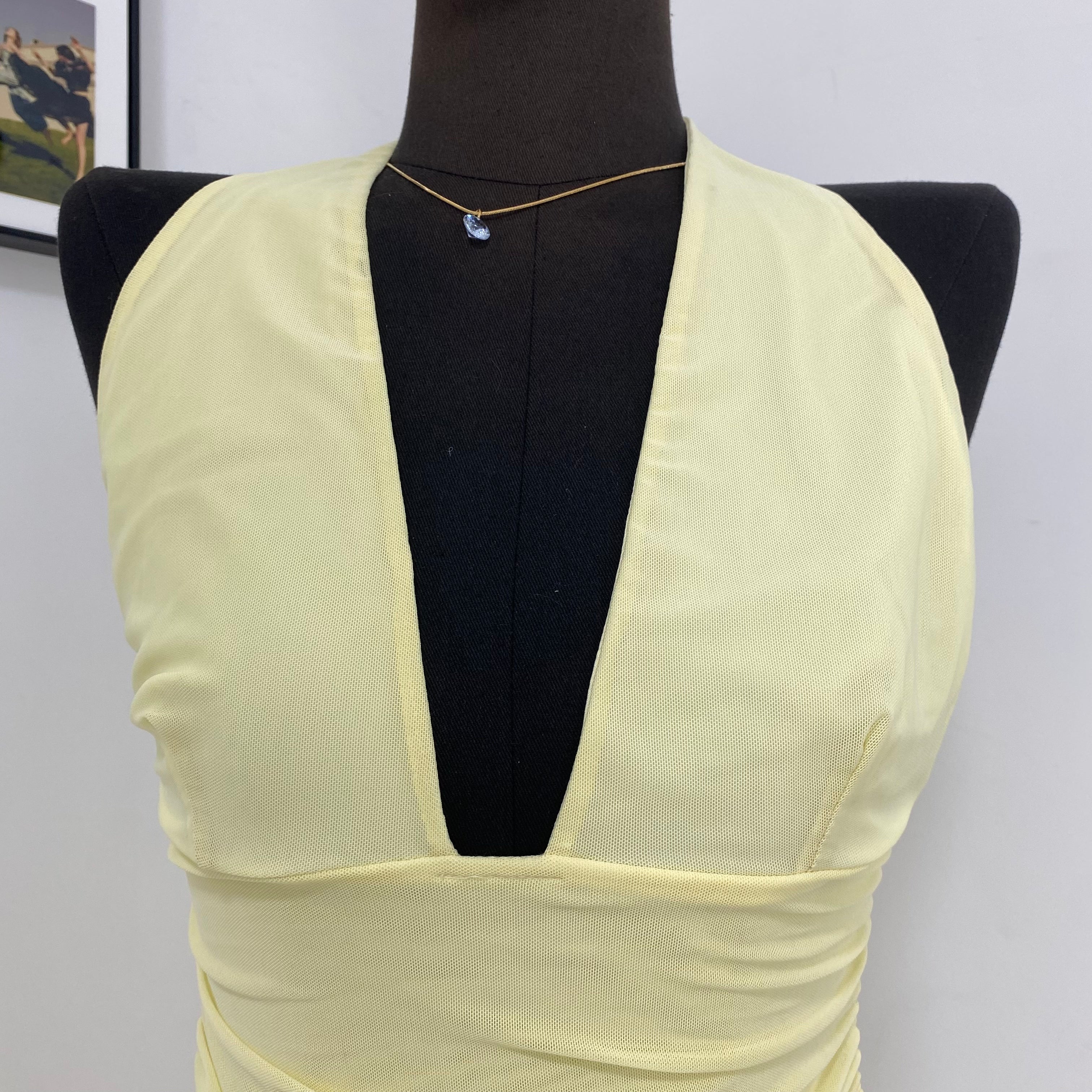 Deep V Vest Slit Dress