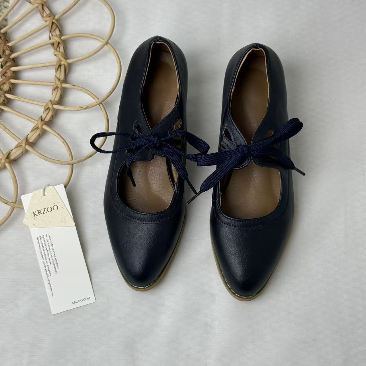 Cut-Out Lace-Up High-Heeled Casual Shoes