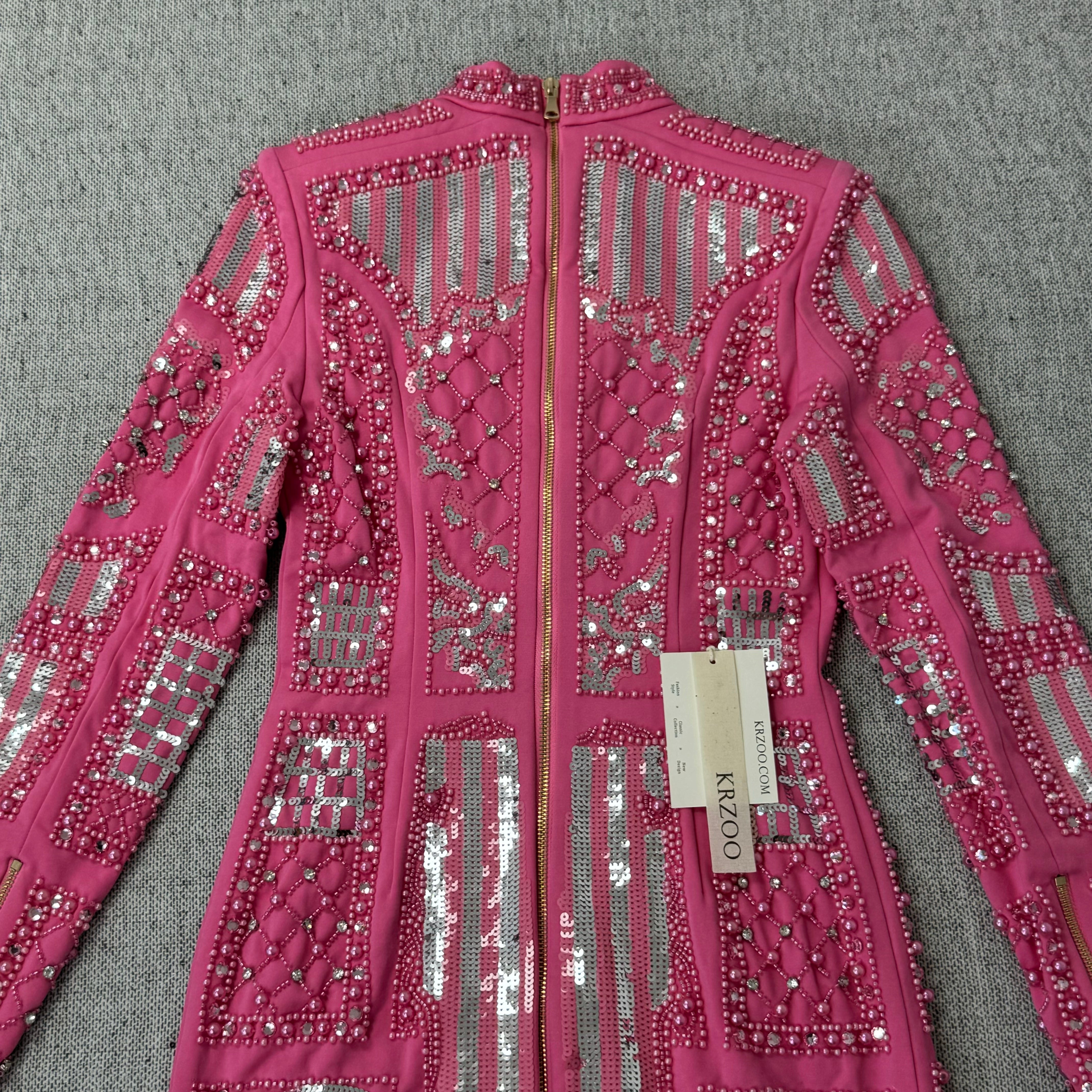 Heavyweight dress with diamond-set beads