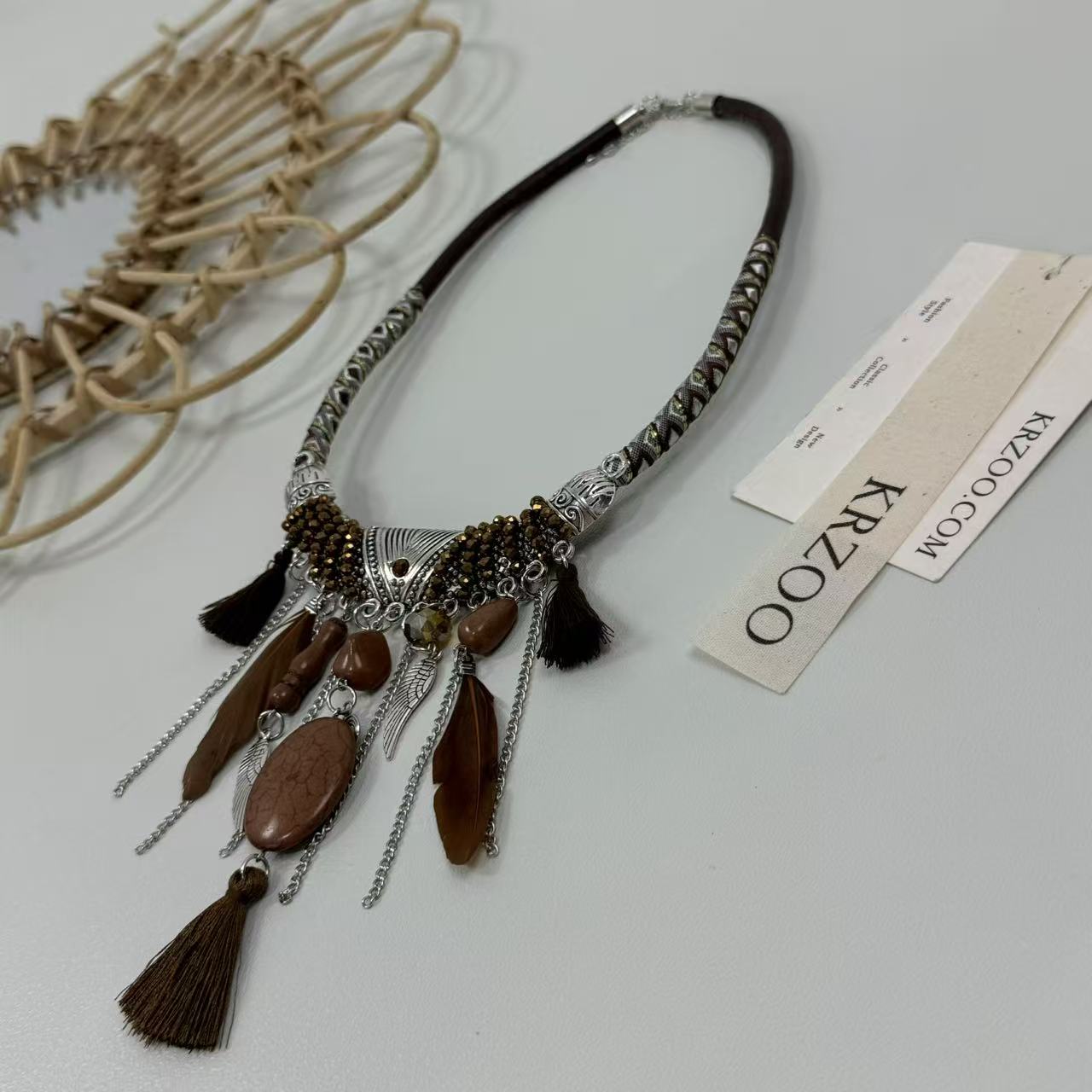 Turquoise Bohemian Feather Necklace