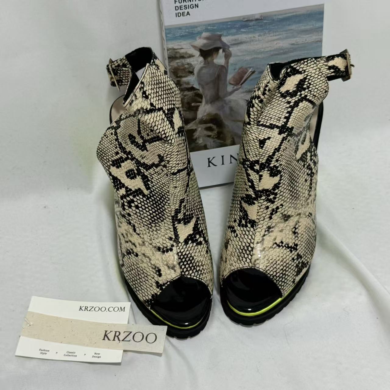 Leopard-Print Peep-Toe Platform Sandals