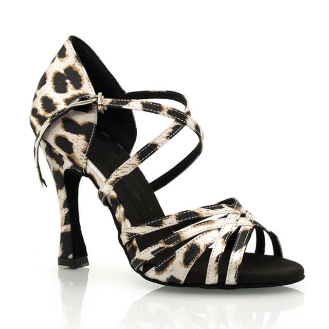 Women's Customized Heel Open Toe Strappy Dance Shoes WIth Leopard Print