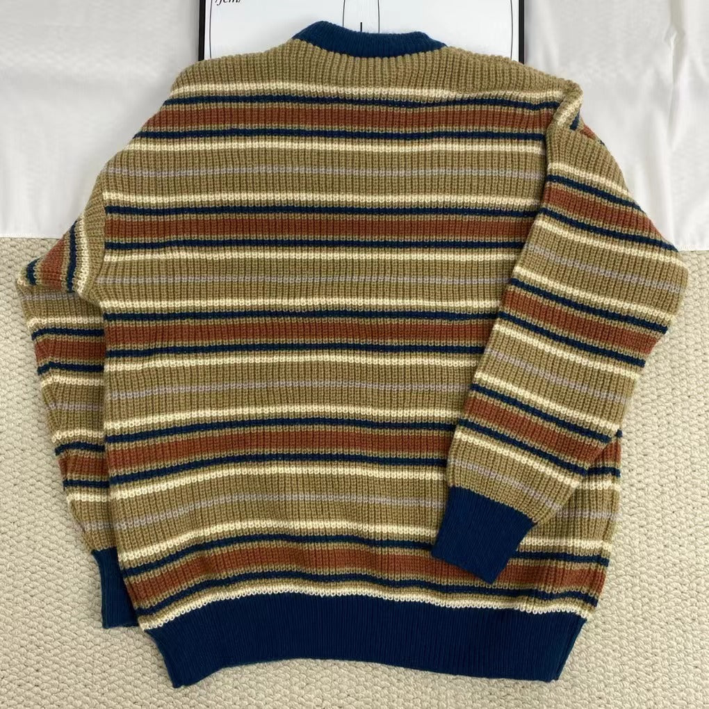 Retro Contrast Striped Sweater