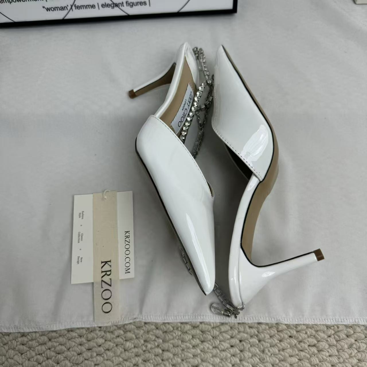 French-style chain beaded high-heeled shoes