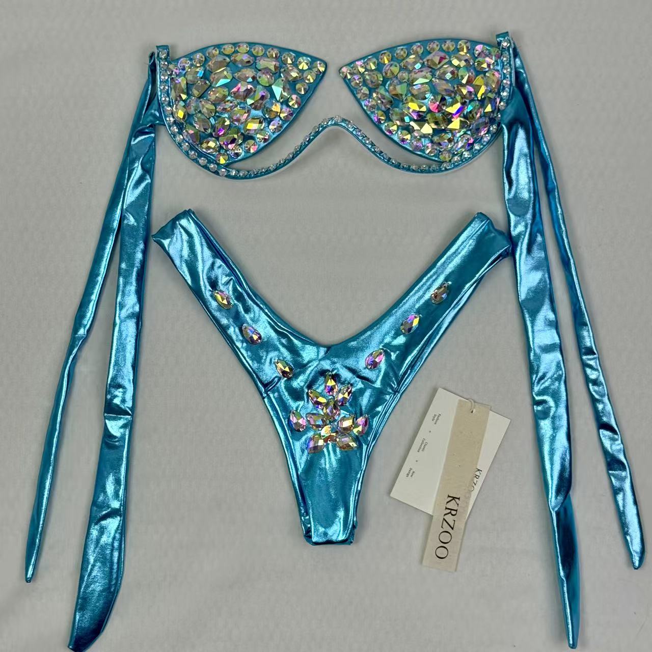 Brightly colored diamond bikini
