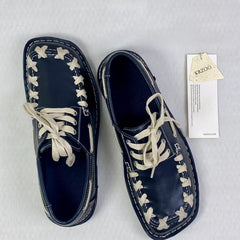 Retro woven design British style square-toe shoes