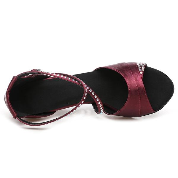 Women's Satin Customized Heel Latin Shoes Ballroom Dance Shoes