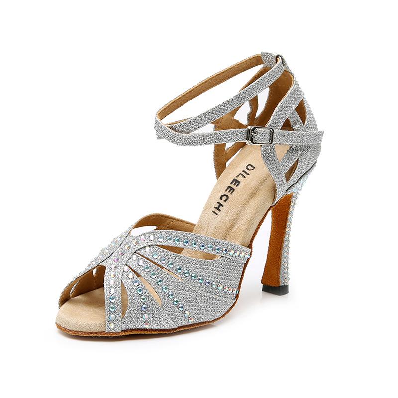 Women's Sparkling Glitter Customized Heel Ballroom Dance Shoes Latin Shoes
