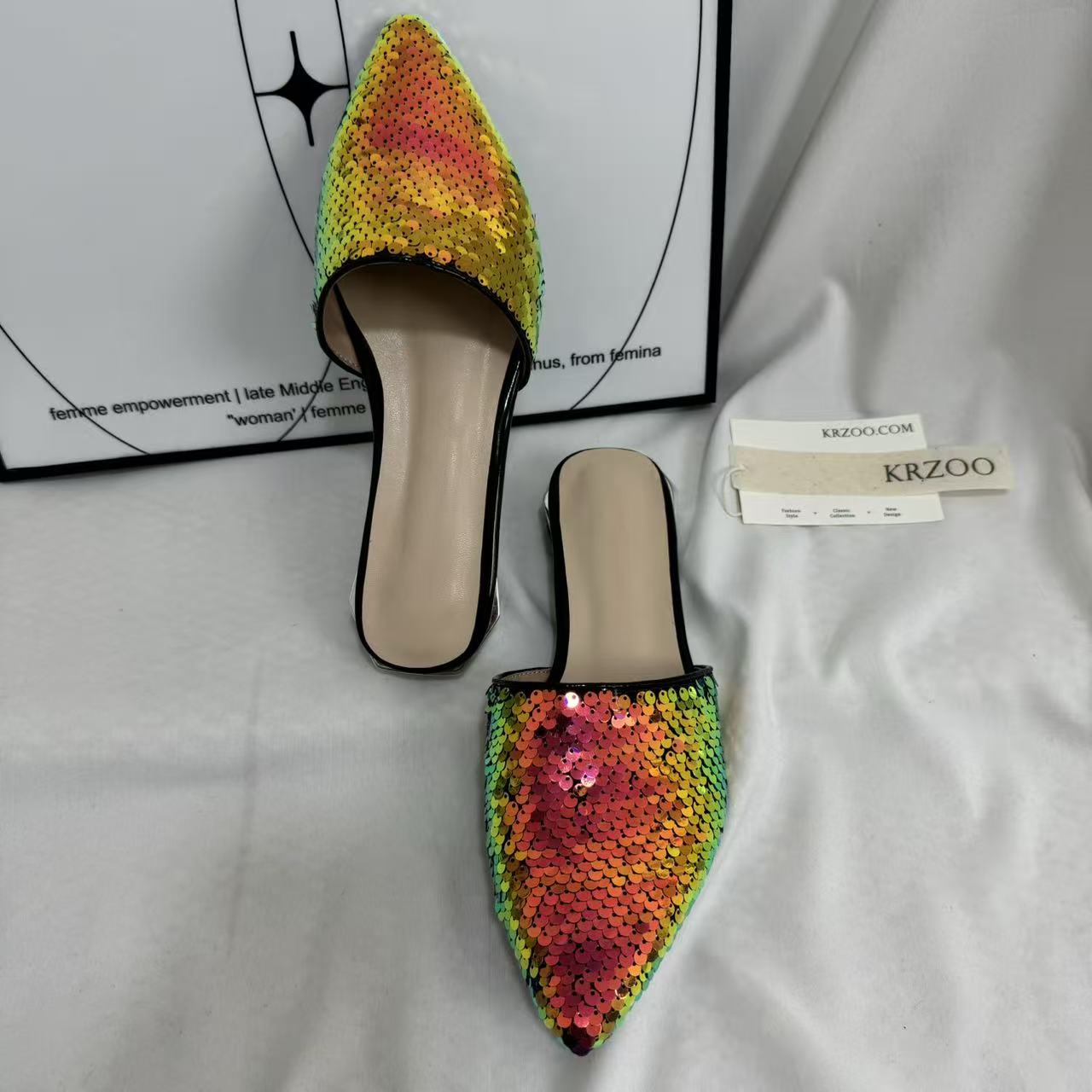 Plus-Size Flat Sequin Slides