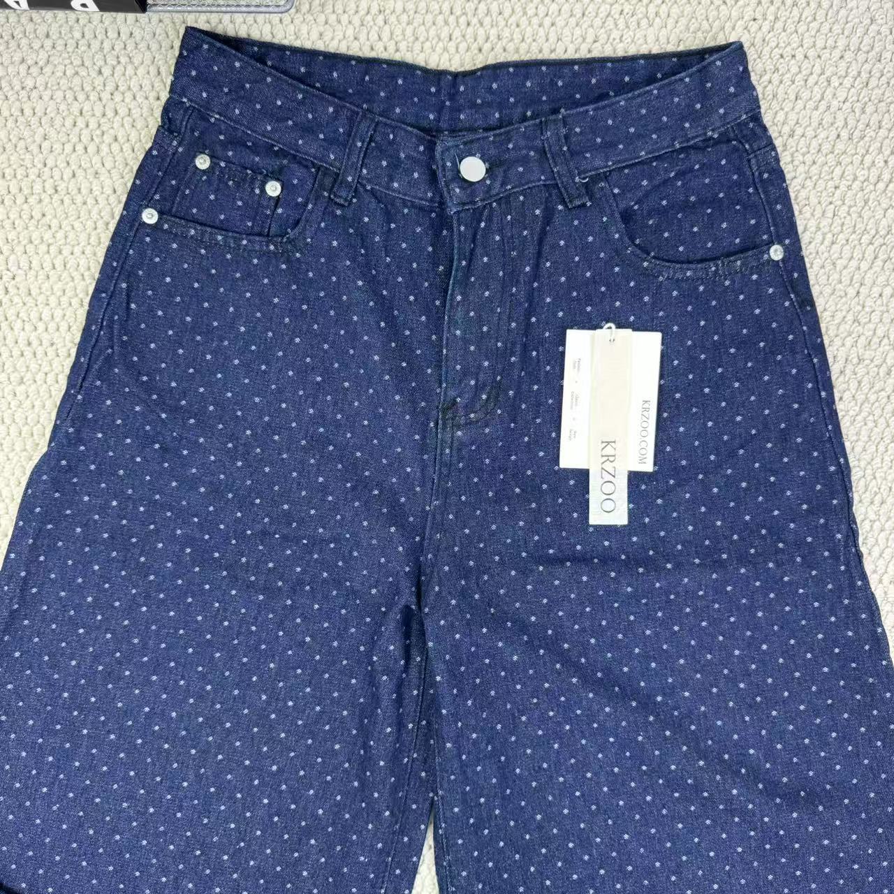 Blue dotted elongated paratrooper pants