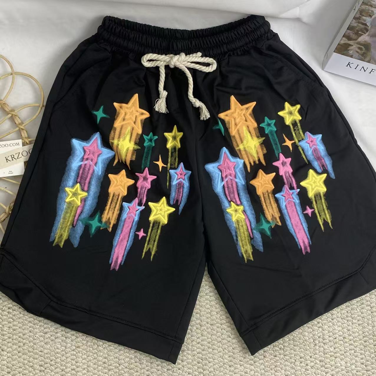 Graffiti-Print Wide-Leg Shorts