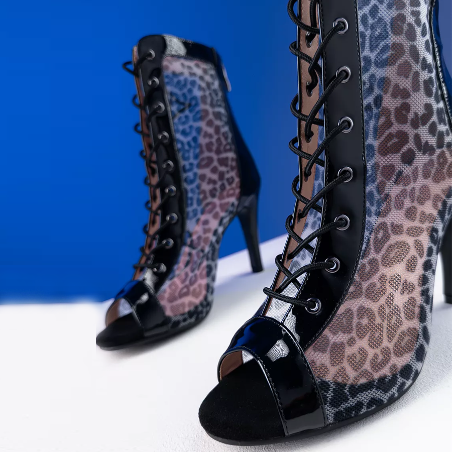 Women's Leopard 7cm/9cm Heel Leatherette Rubber Heels Dance Boots JazStreet Sole Dance Shoes