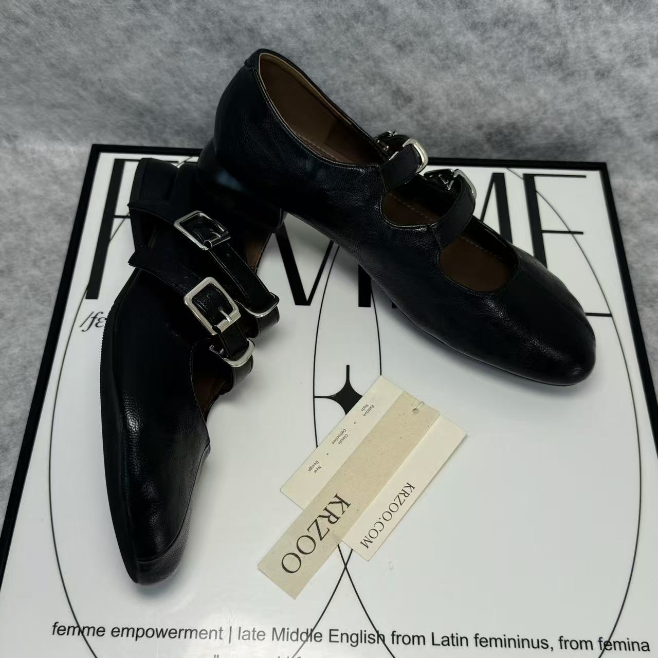 Leather Ankle-Length Ballet Flats