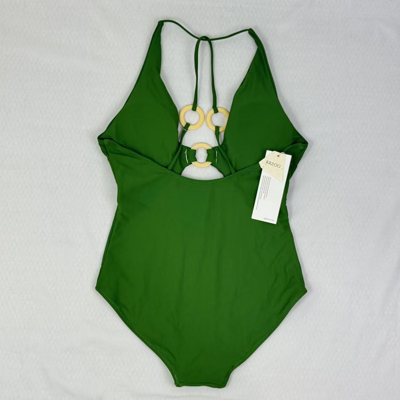 Shaping V-neck revealing-back swimming suit