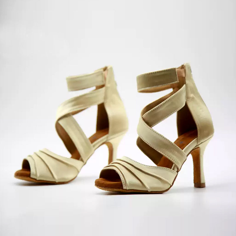 Women's Satin Customized Heel Dance Boots Salsa Dancing Shoes
